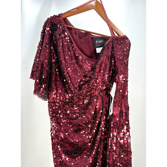 Mac Duggal 93540 Size 16 Embellished Cap Sleeve Cowl Neck Trumpet Gown Red NWT - Picture 4 of 14